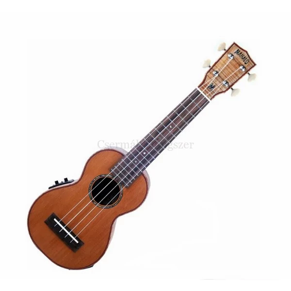 Ukulele szoprán, elektronikával, barna, tiszta fa