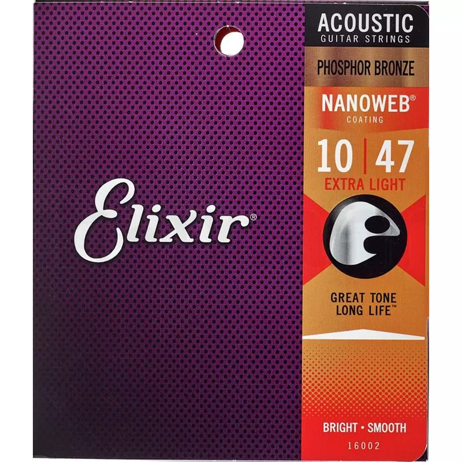 Akusztikusgitár húrkészlet Elixir10-47 Extra Light NanoWeb Phosphor Bronze